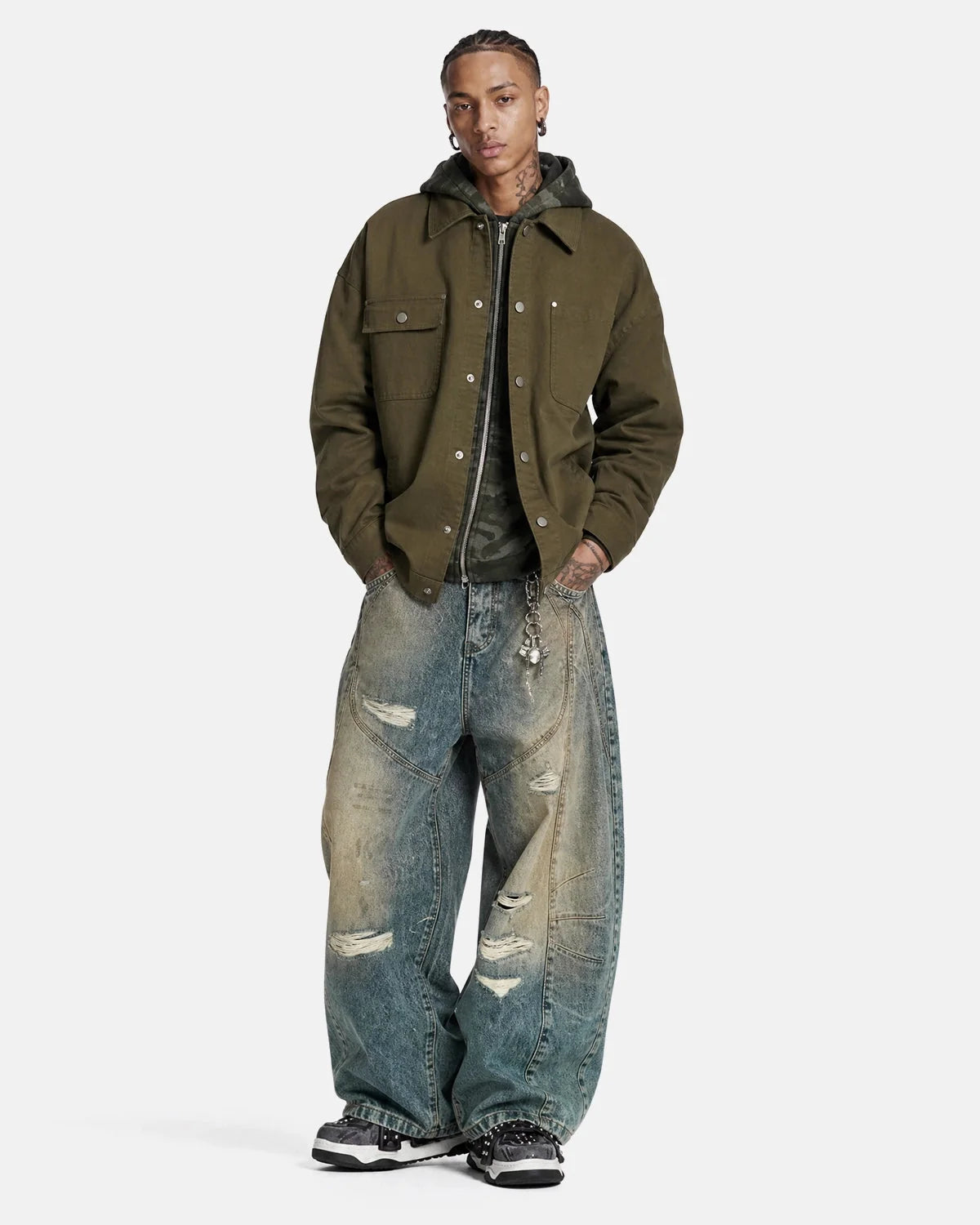 Omygoods Asymmetric Pocket Workwear Jacket