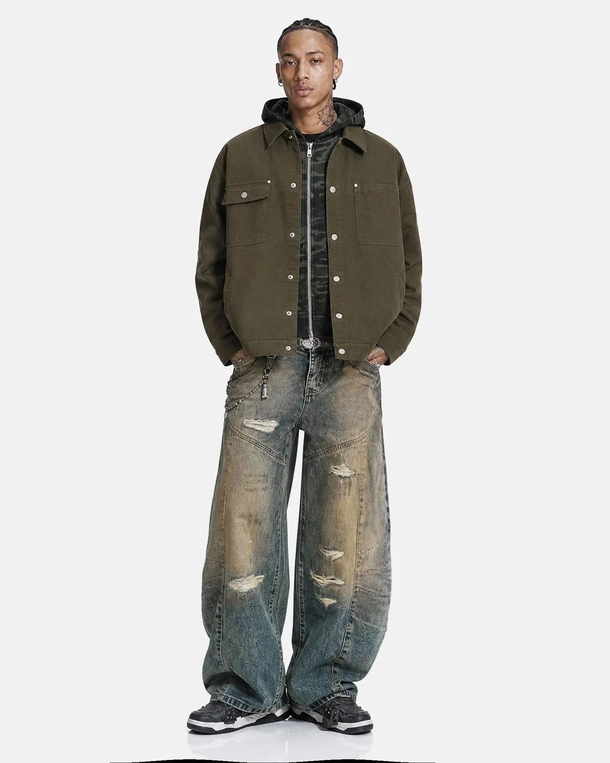 Omygoods Asymmetric Pocket Workwear Jacket
