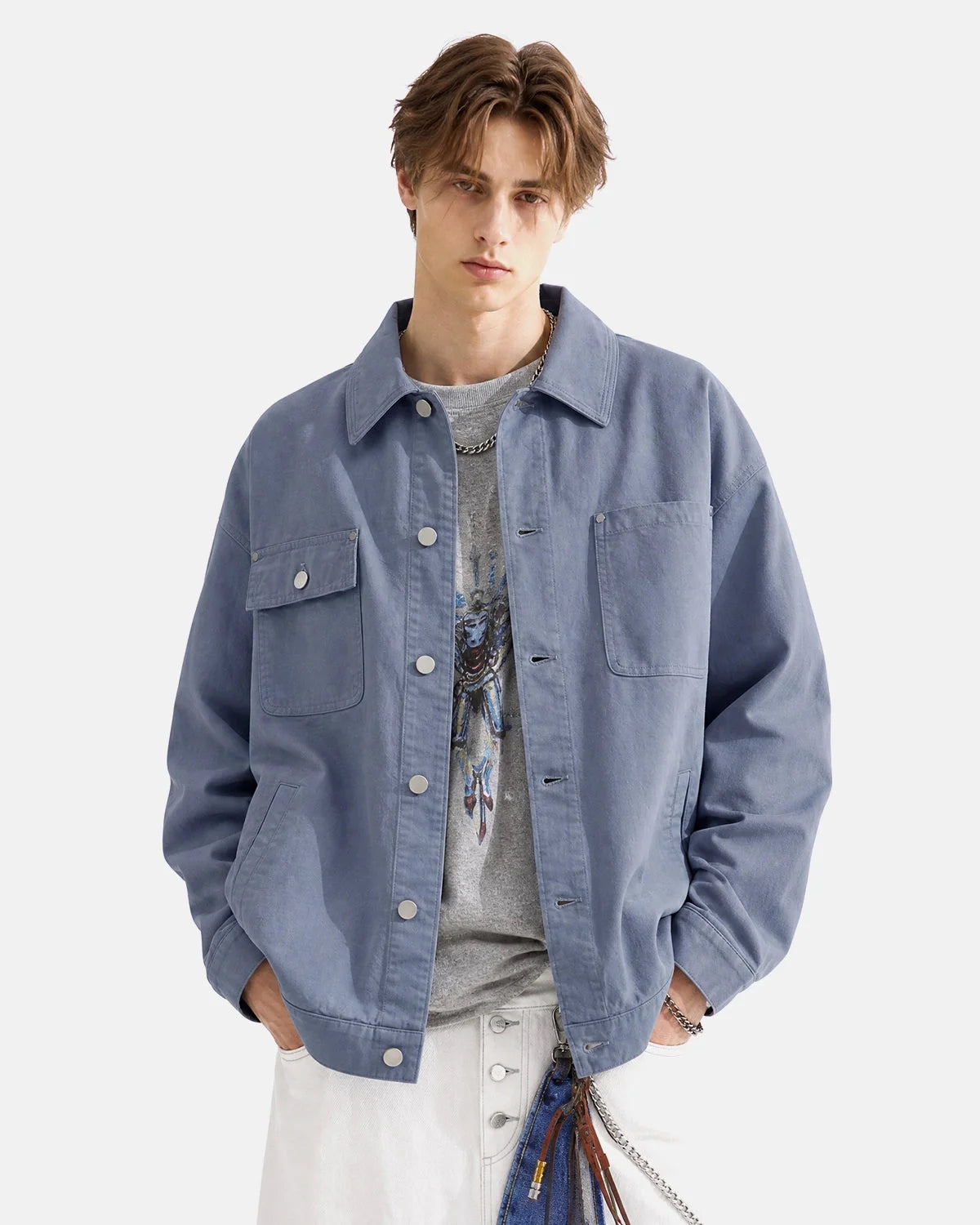 Omygoods Asymmetric Pocket Workwear Jacket