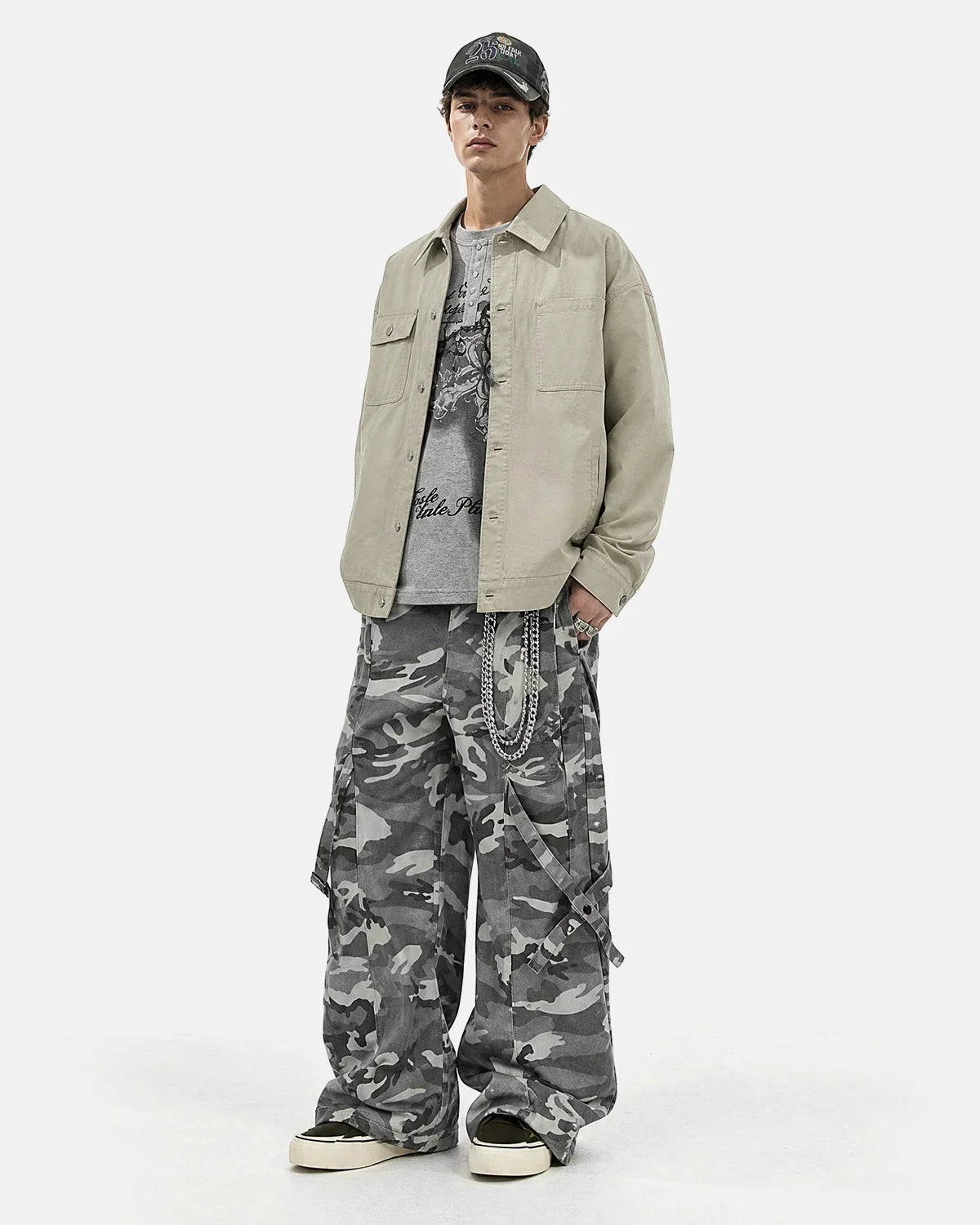 Omygoods Asymmetric Pocket Workwear Jacket