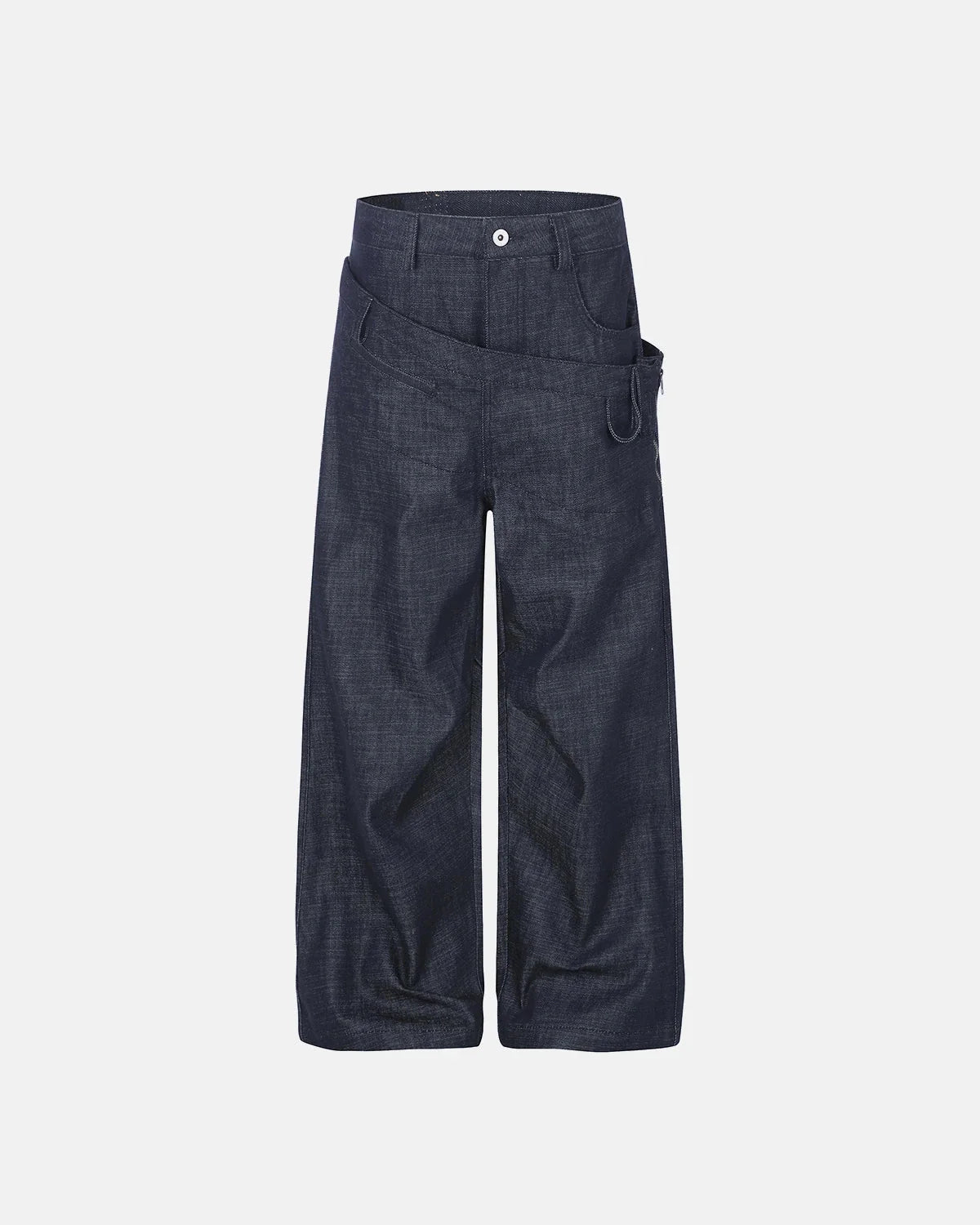 Omygoods Asymmetric Wrap Waist Baggy Jeans