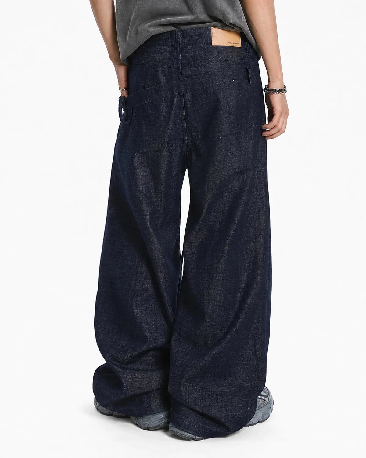 Omygoods Asymmetric Wrap Waist Baggy Jeans