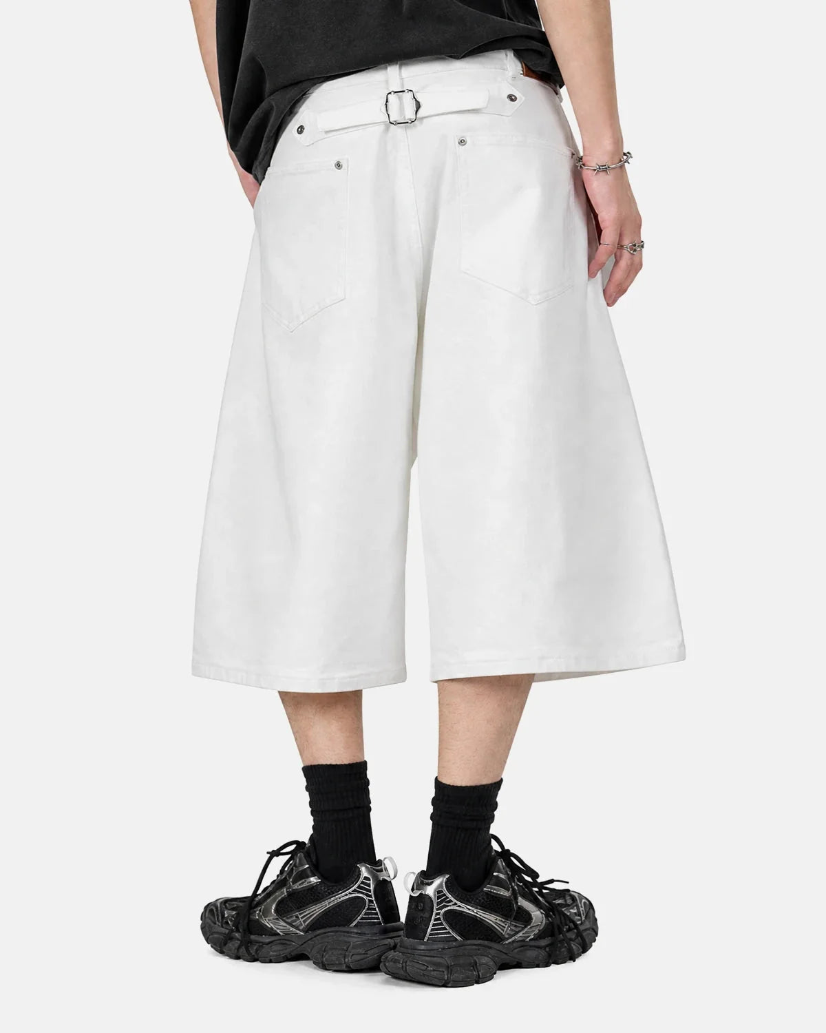 Omygoods Back Buckle Longline Casual Shorts