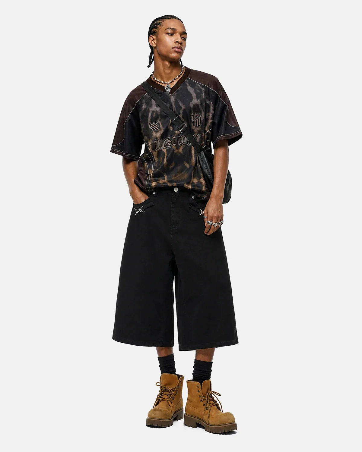 Omygoods Back Buckle Longline Casual Shorts