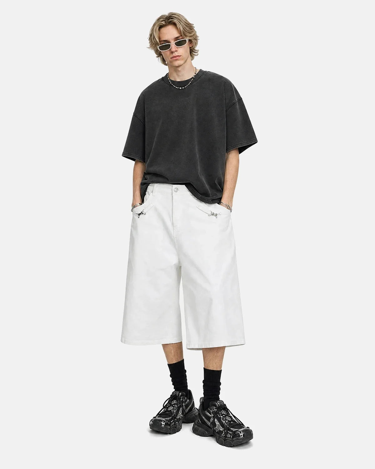 Omygoods Back Buckle Longline Casual Shorts