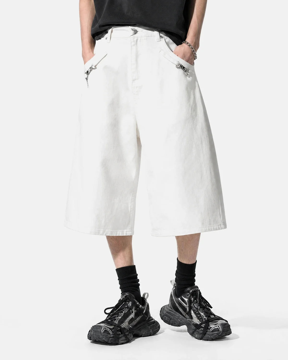 Omygoods Back Buckle Longline Casual Shorts