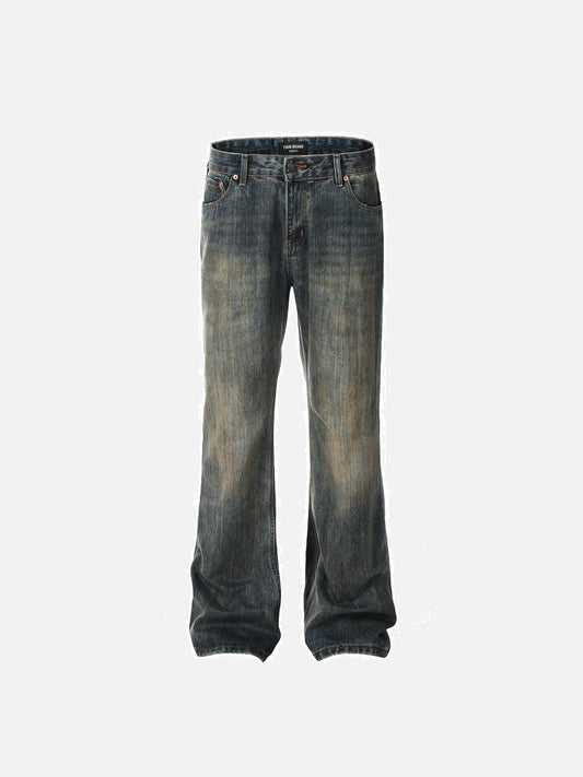 Omygoods Bamboo Texture Flared Jeans
