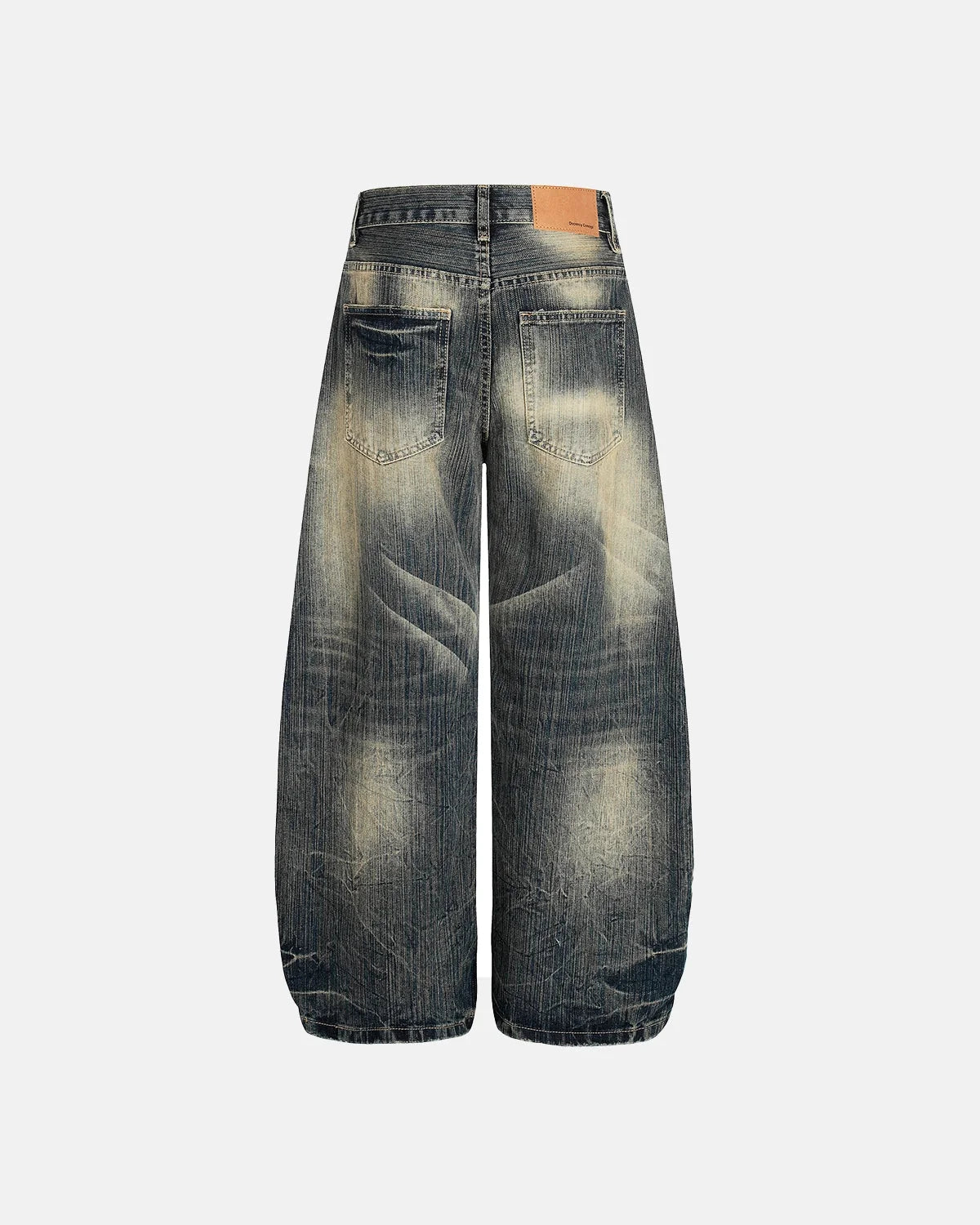 Omygoods Bamboo Weave Barrel Baggy Jeans