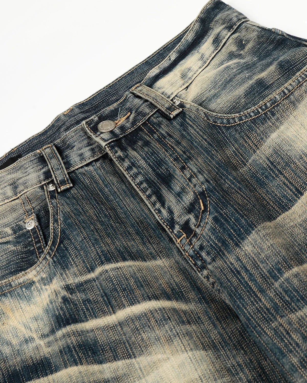 Omygoods Bamboo Weave Barrel Baggy Jeans