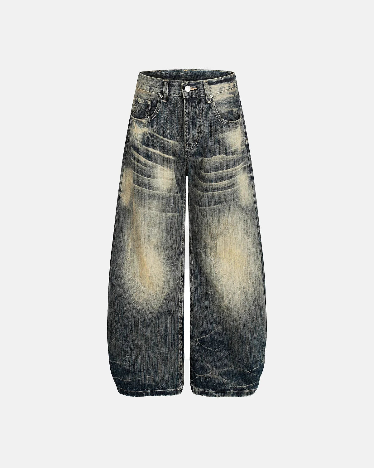 Omygoods Bamboo Weave Barrel Baggy Jeans
