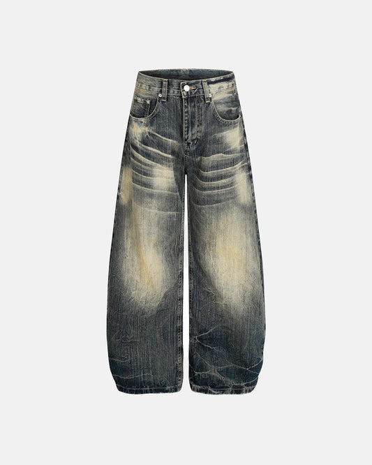 Omygoods Bamboo Weave Barrel Baggy Jeans