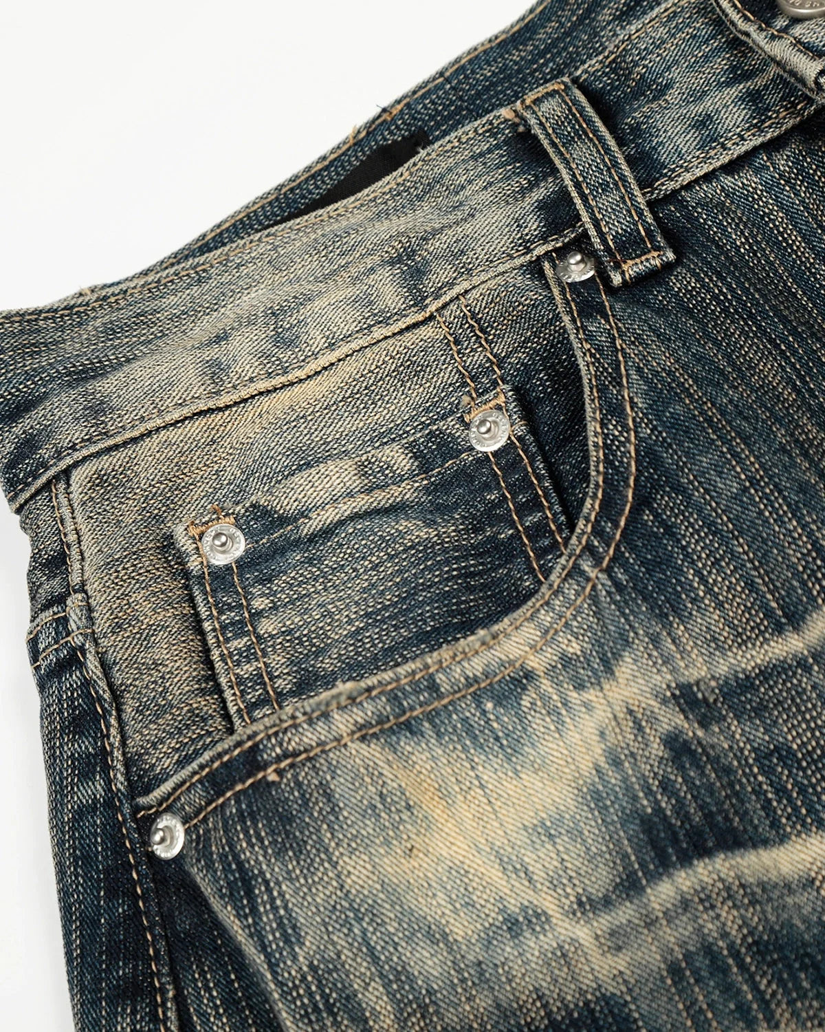 Omygoods Bamboo Weave Barrel Baggy Jeans
