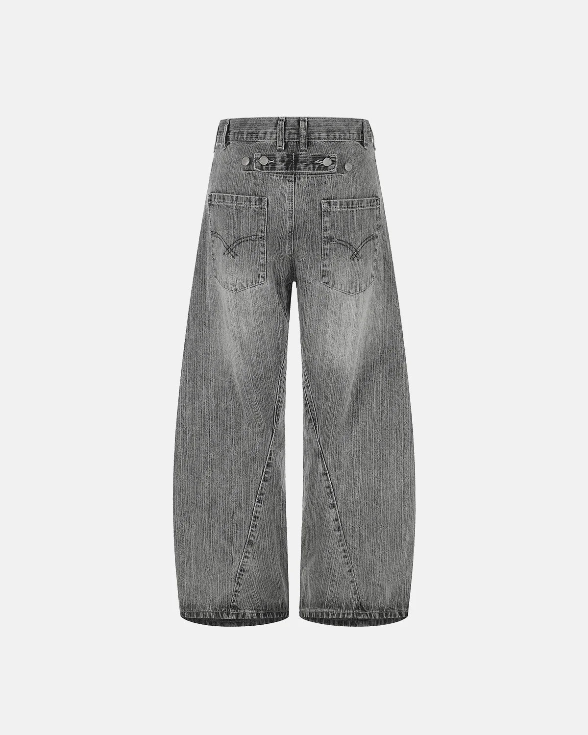 Omygoods Gray Bamboo Weave Barrel Jeans
