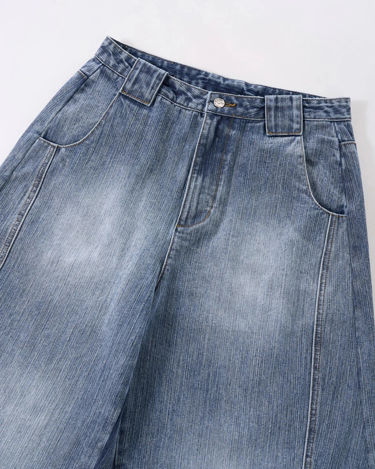 Omygoods Monkey Wash Bamboo Weave Barrel Jeans