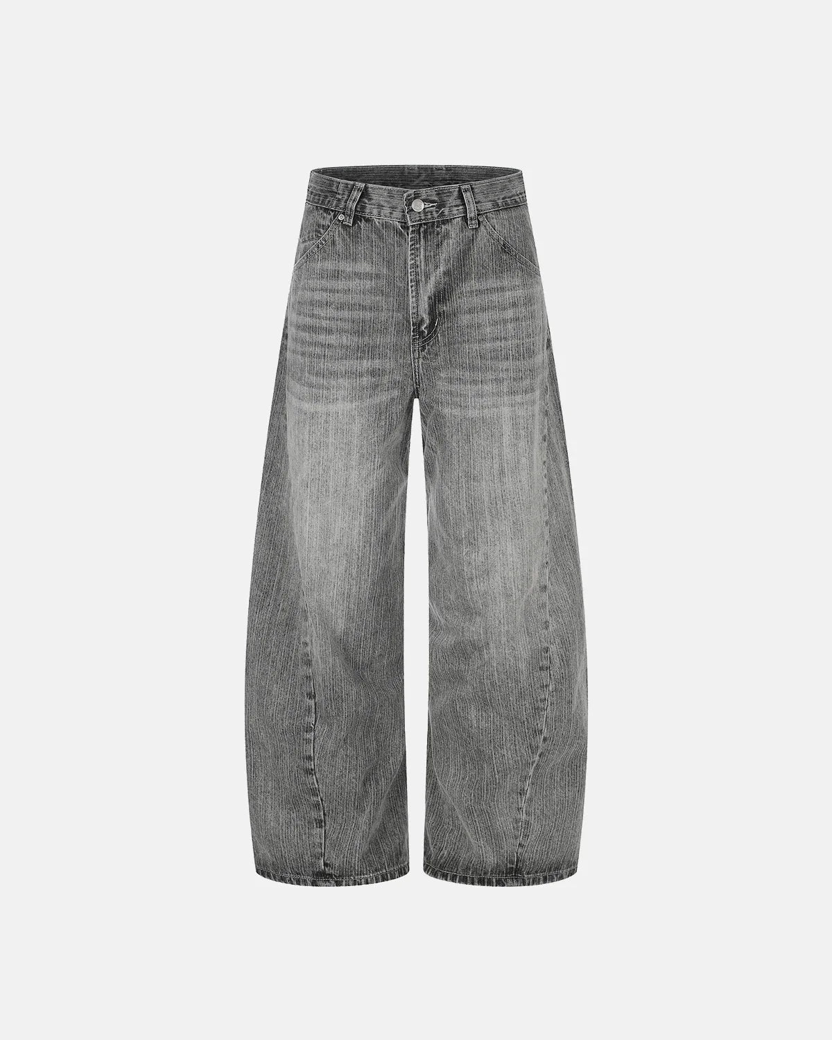 Omygoods Gray Bamboo Weave Barrel Jeans