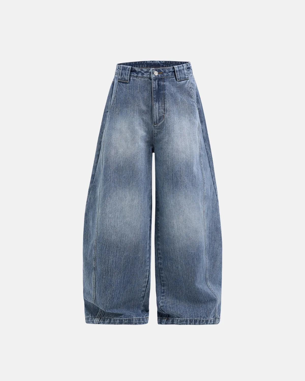 Omygoods Monkey Wash Bamboo Weave Barrel Jeans