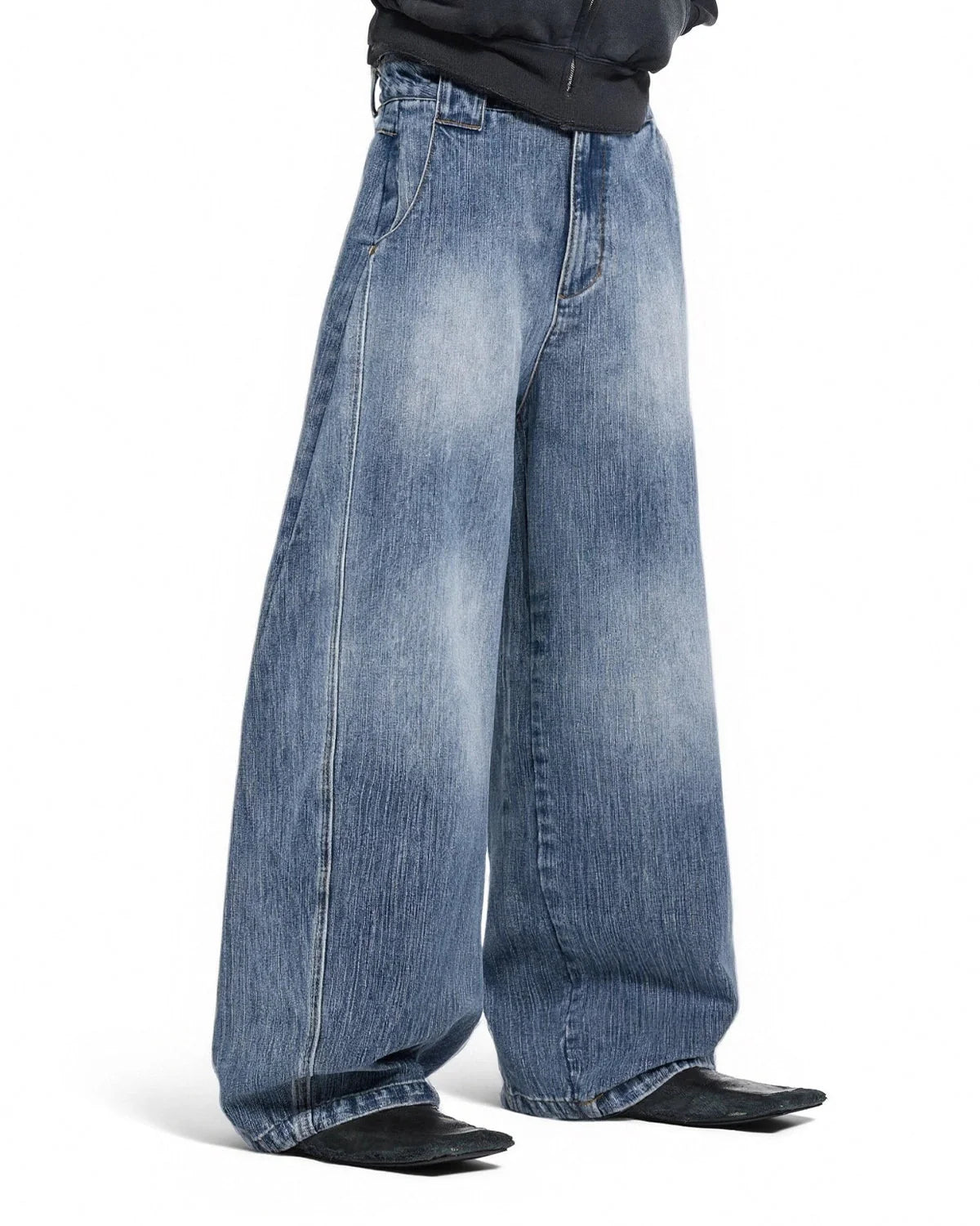Omygoods Monkey Wash Bamboo Weave Barrel Jeans