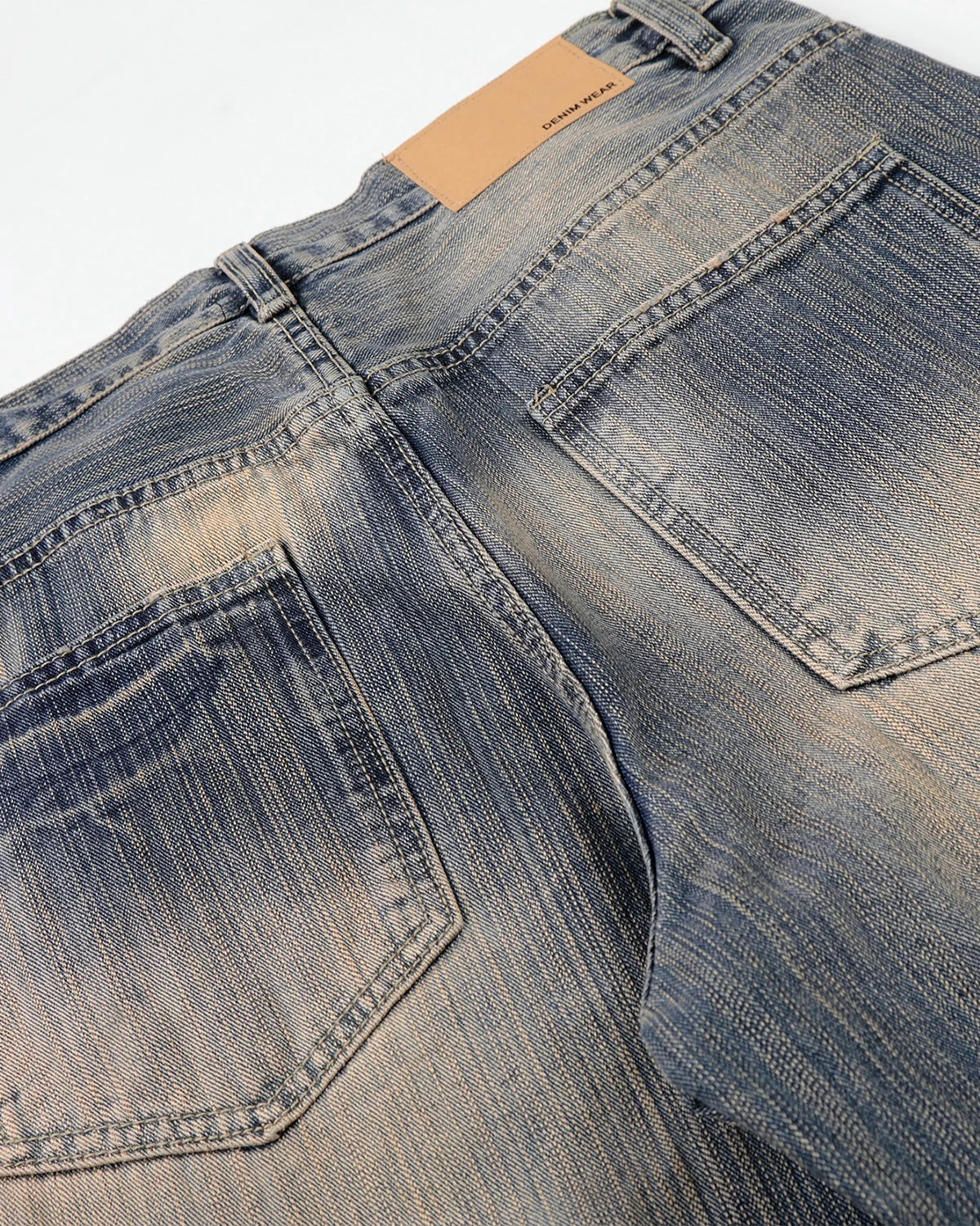 Omygoods Bamboo Weave Dirty Wash Barrel Jeans