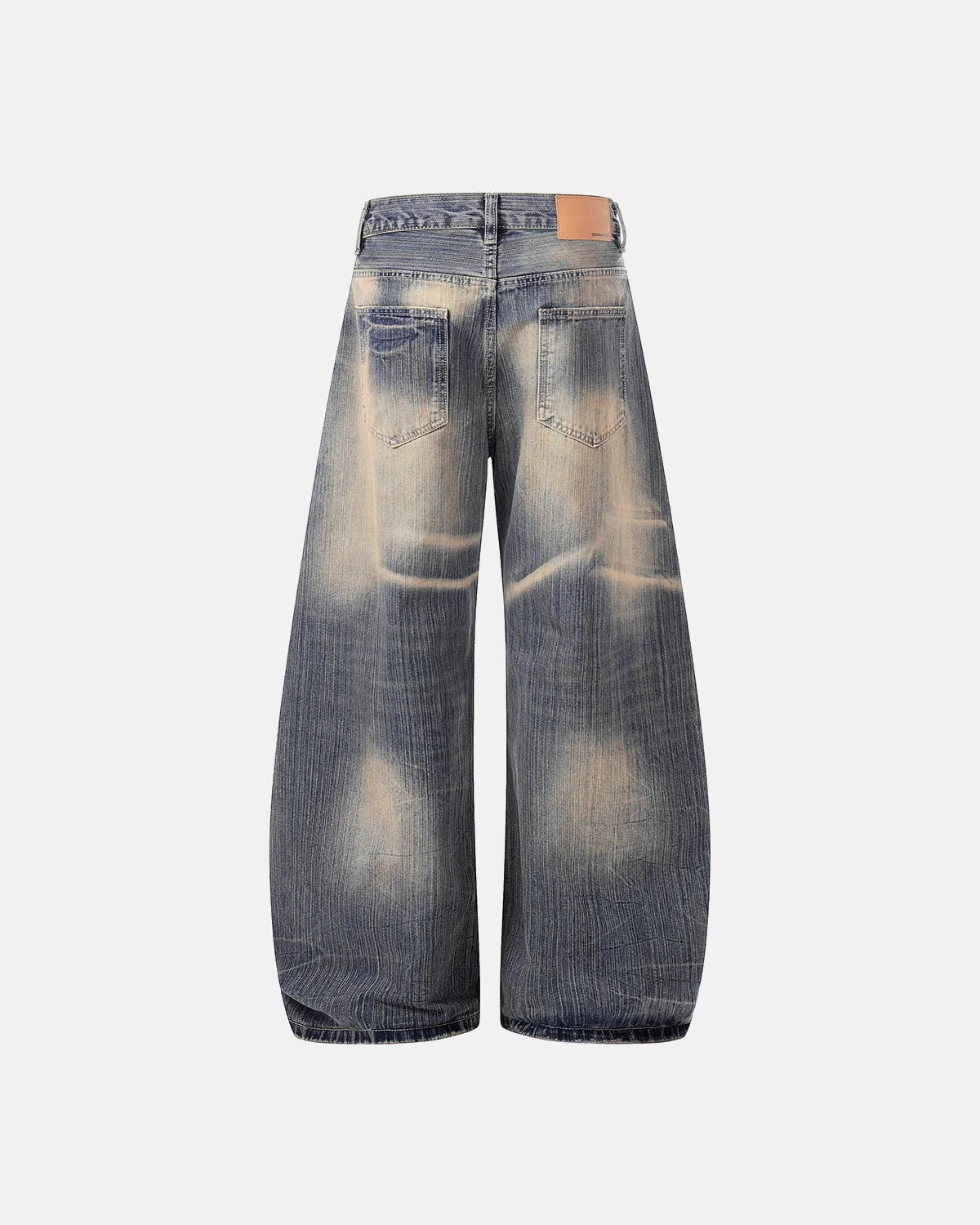 Omygoods Bamboo Weave Dirty Wash Barrel Jeans