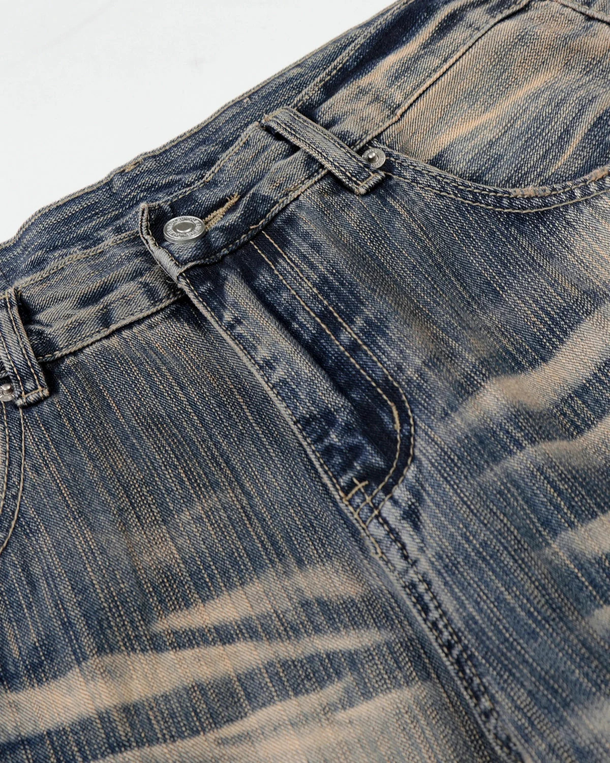 Omygoods Bamboo Weave Dirty Wash Barrel Jeans