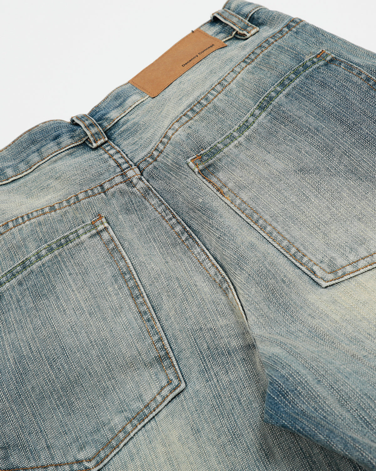 Omygoods Bamboo Weave Distressed Baggy Jeans