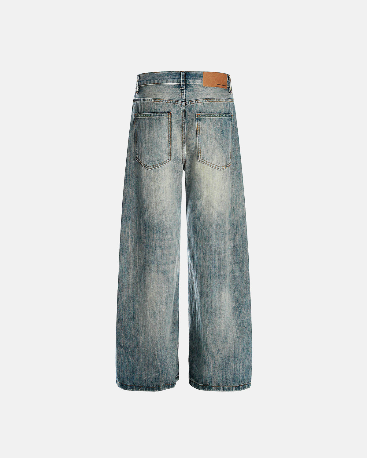 Omygoods Bamboo Weave Distressed Baggy Jeans