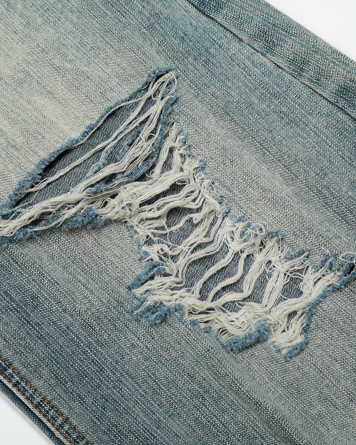 Omygoods Bamboo Weave Distressed Baggy Jeans