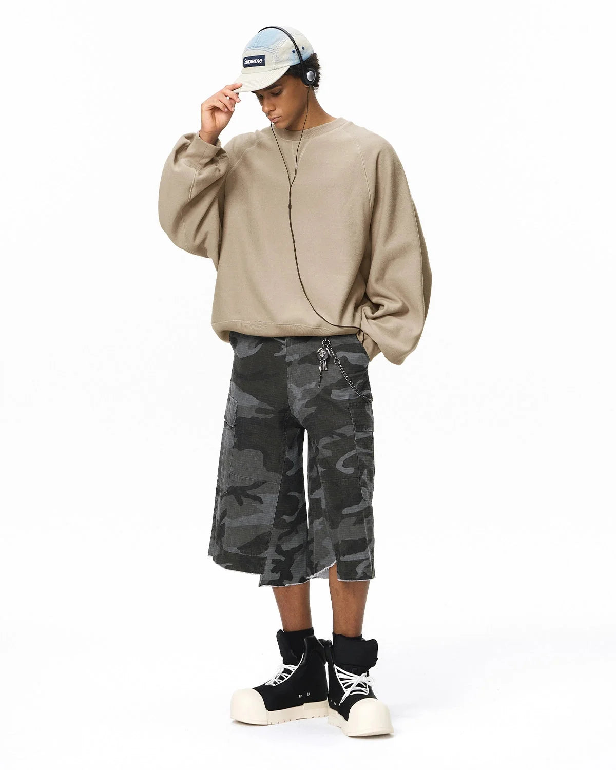 Omygoods Batwing Sleeve Fleece Crewneck Sweatshirt