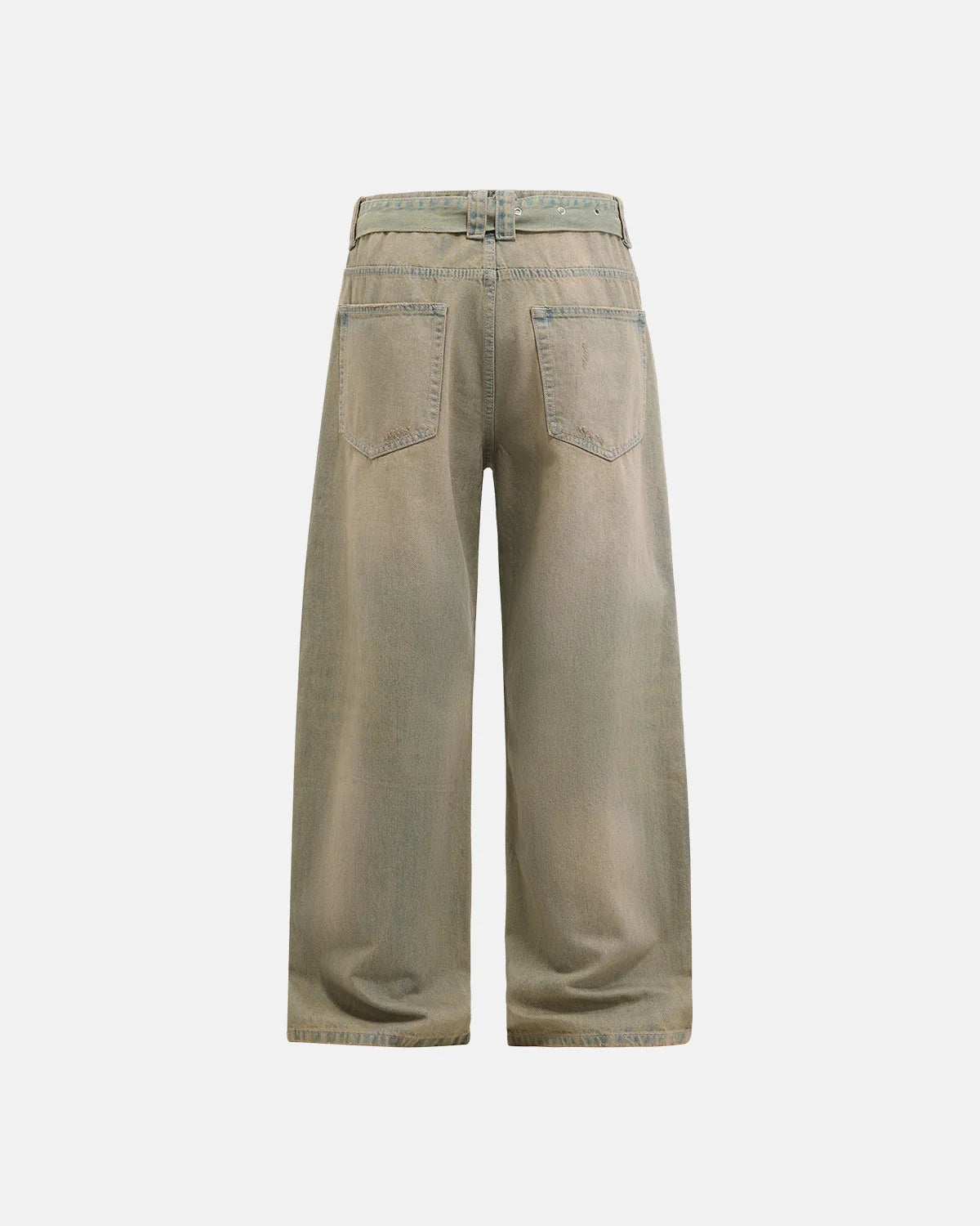 Omygoods Beaded Studded Washed Baggy Jeans