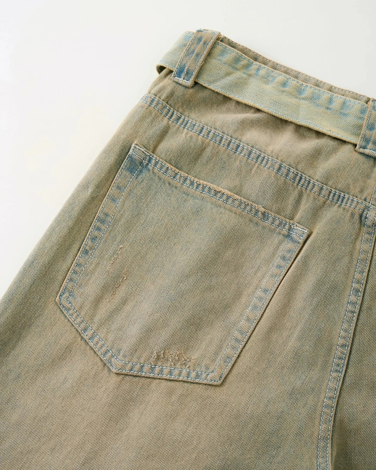 Omygoods Beaded Studded Washed Baggy Jeans