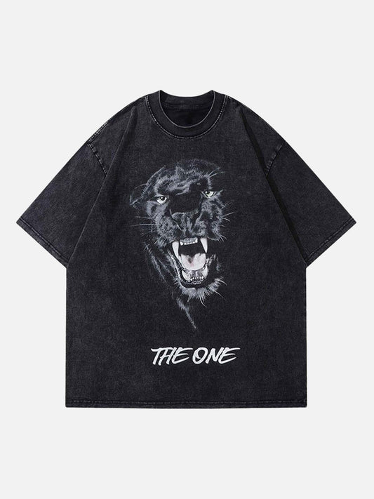 Omygoods Black Panther Print T-Shirt