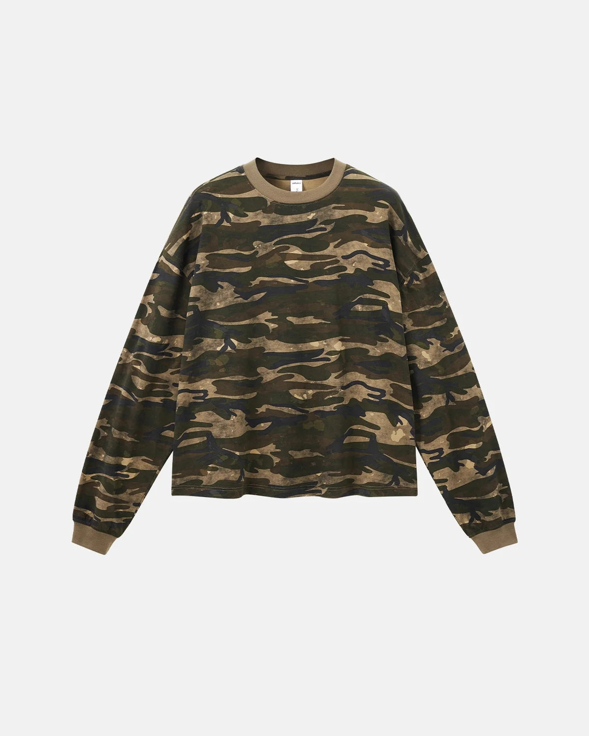 Omygoods Boxy Camo Tee In Khaki