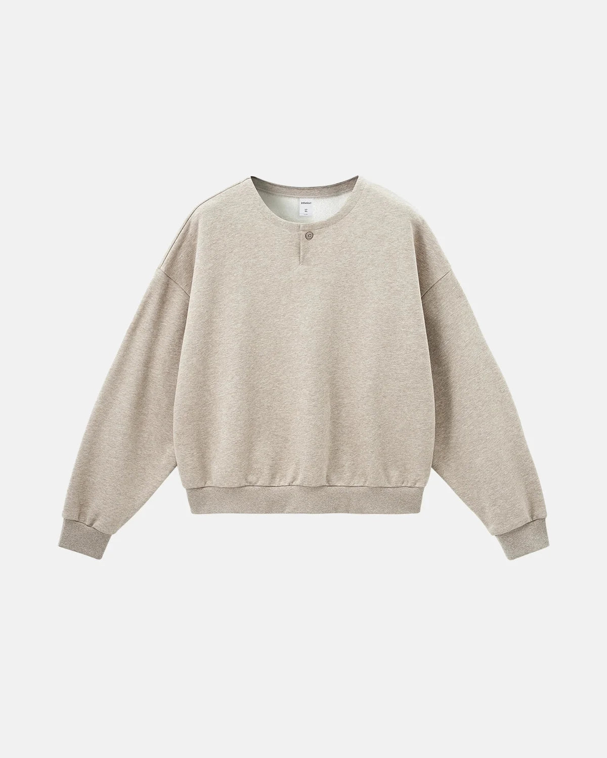 Omygoods Boxy Fit Henley Collar Sweatshirt
