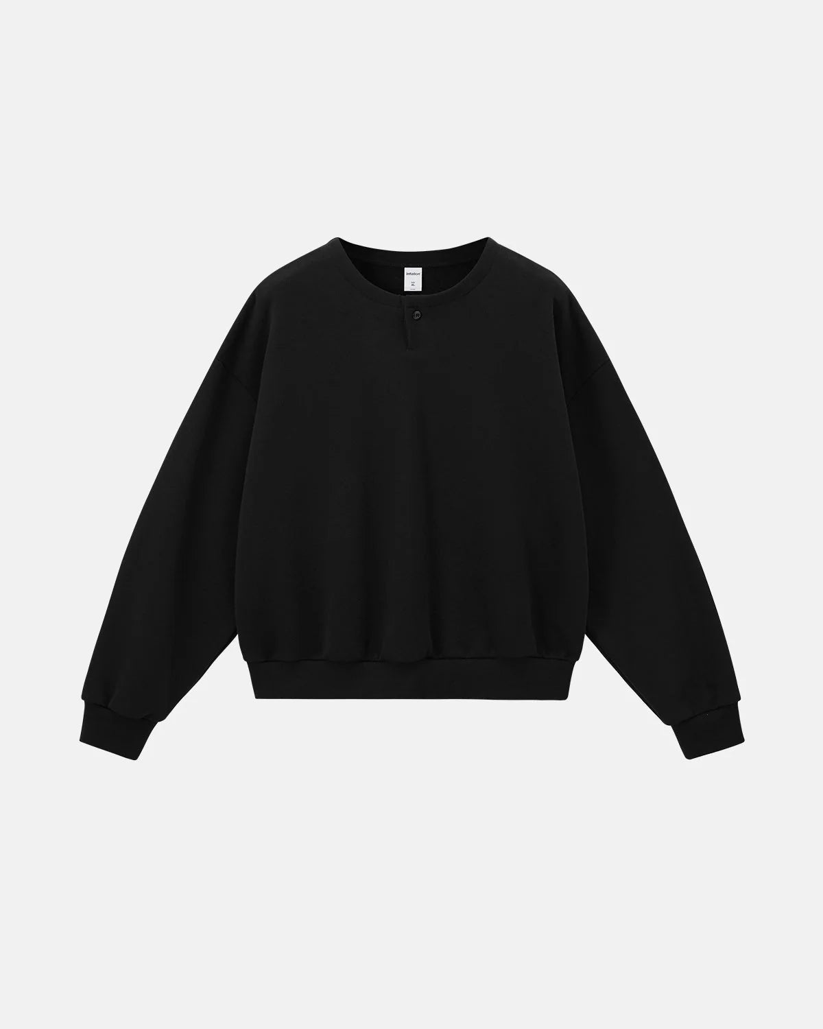 Omygoods Boxy Fit Henley Collar Sweatshirt