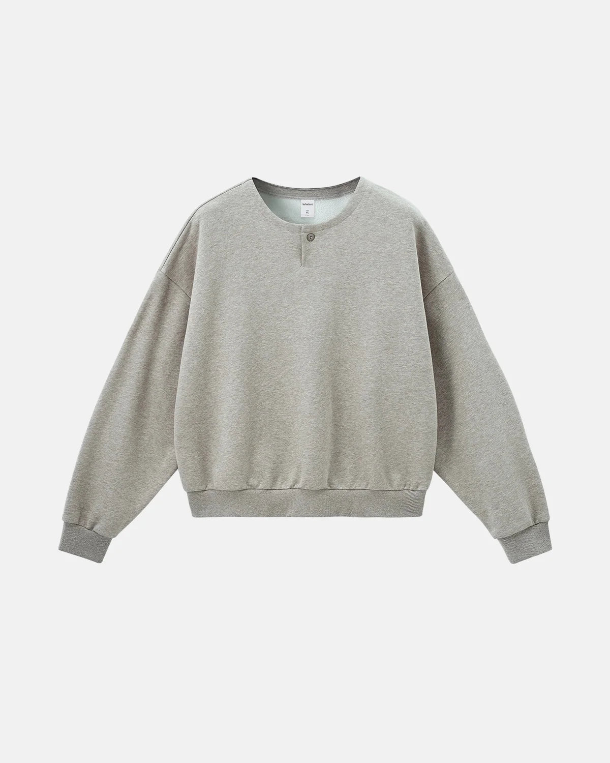 Omygoods Boxy Fit Henley Collar Sweatshirt
