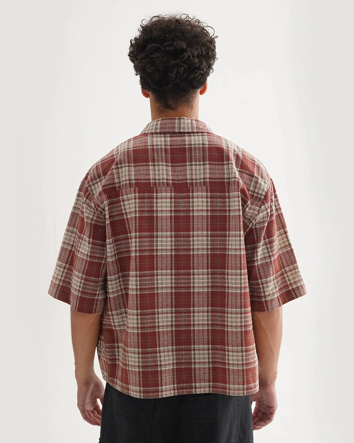 Omygoods Boxy Fit Plaid Shirt