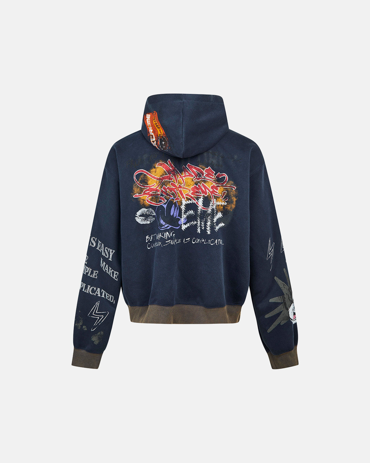 Omygoods Boxy Graffiti Zip Up Hoodie