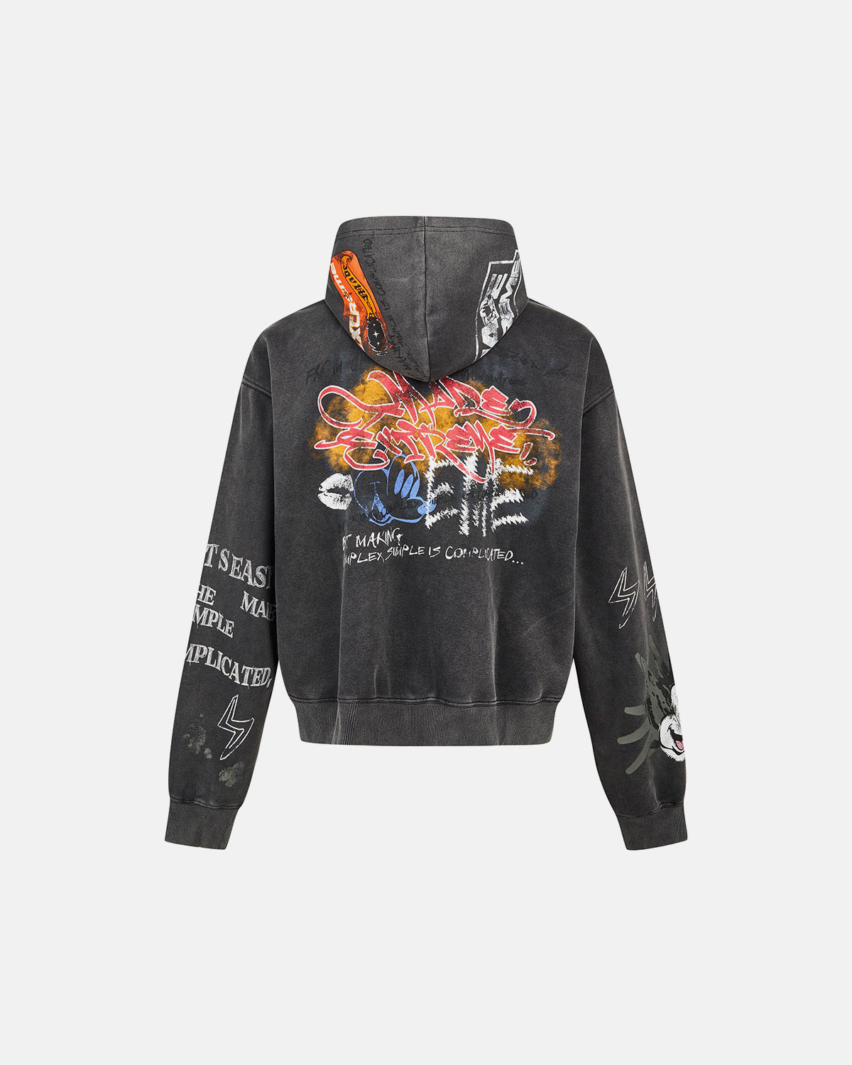 Omygoods Boxy Graffiti Zip Up Hoodie