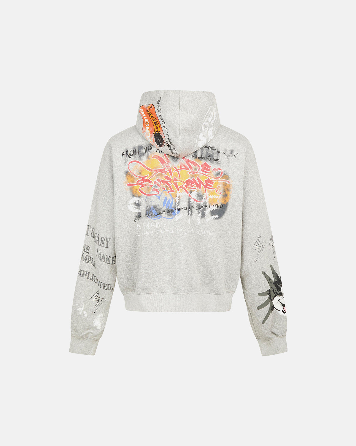 Omygoods Boxy Graffiti Zip Up Hoodie