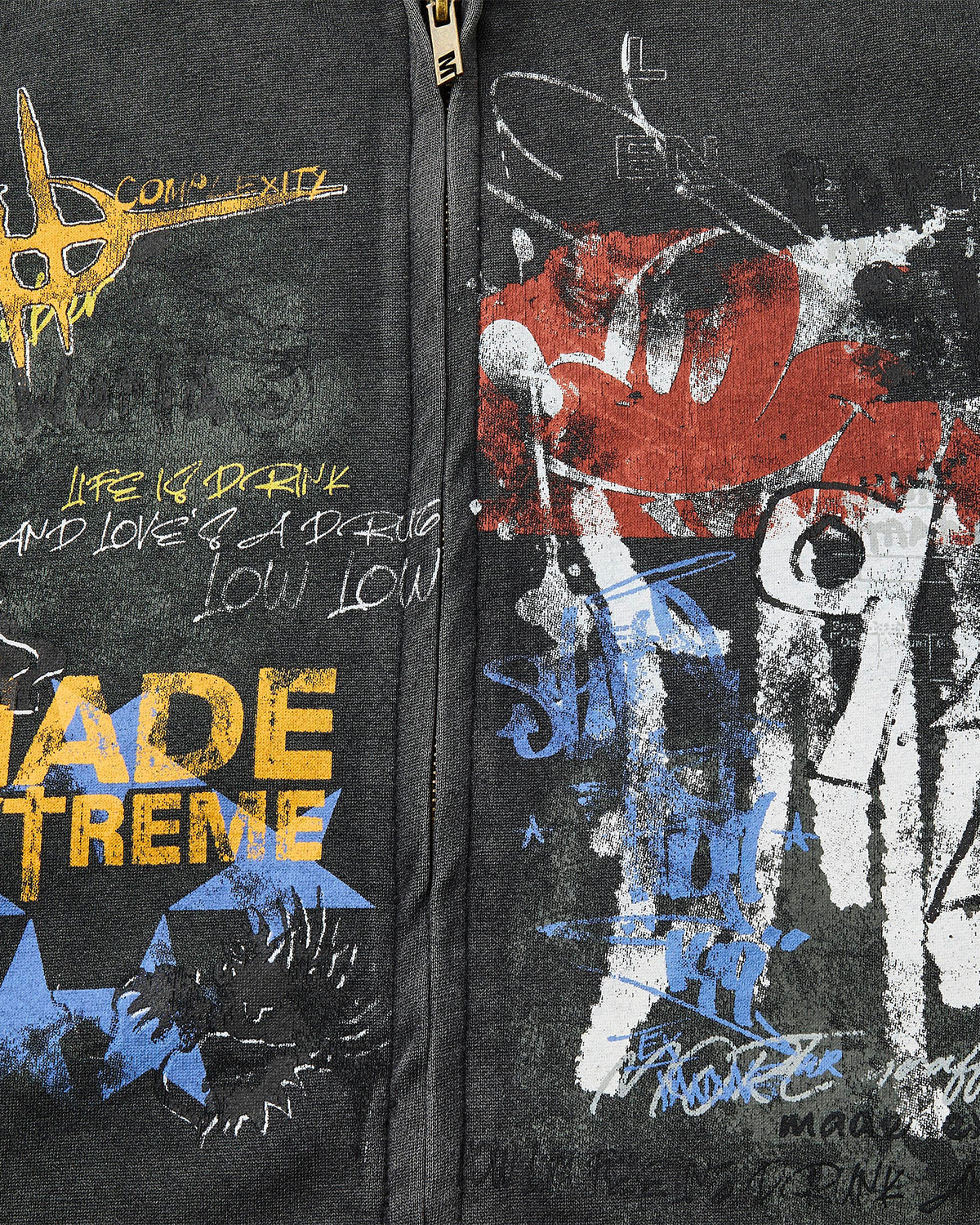 Omygoods Boxy Graffiti Zip Up Hoodie