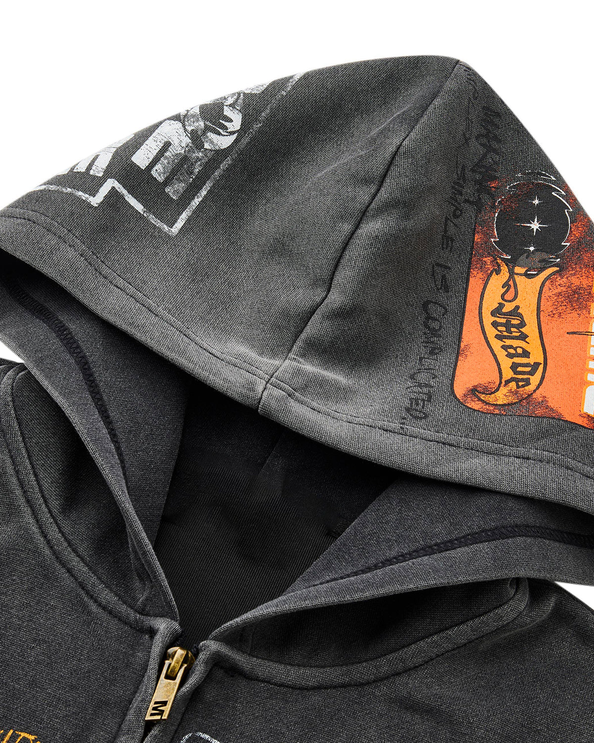 Omygoods Boxy Graffiti Zip Up Hoodie