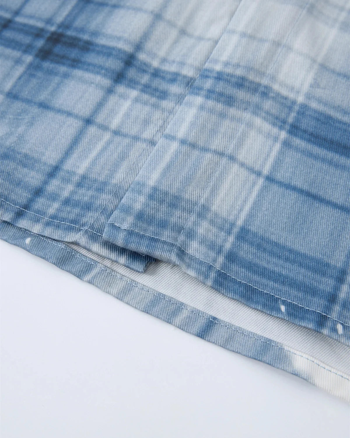 Omygoods Boxy Tencel Washed Plaid Print Shirt