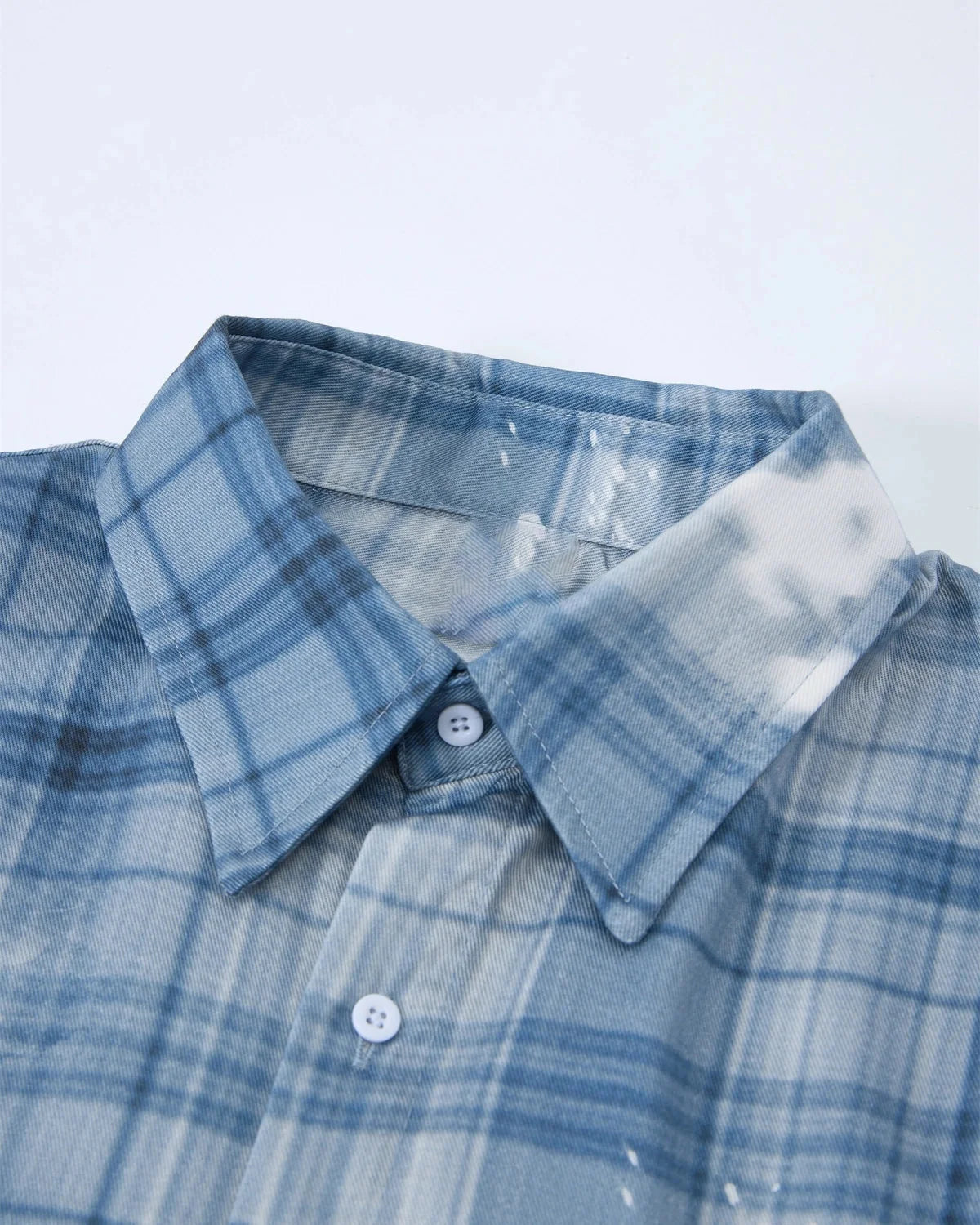 Omygoods Boxy Tencel Washed Plaid Print Shirt