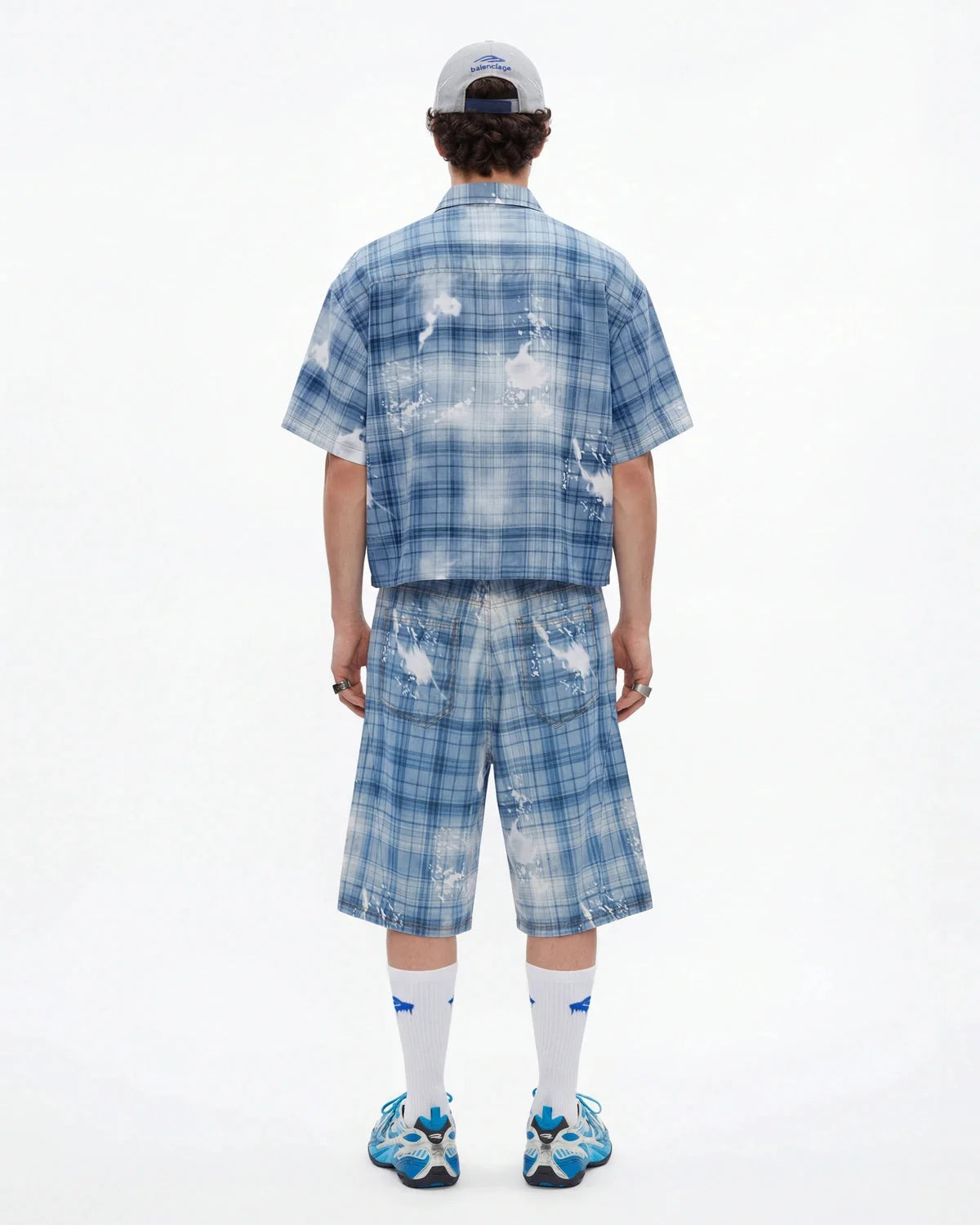 Omygoods Boxy Tencel Washed Plaid Print Shirt