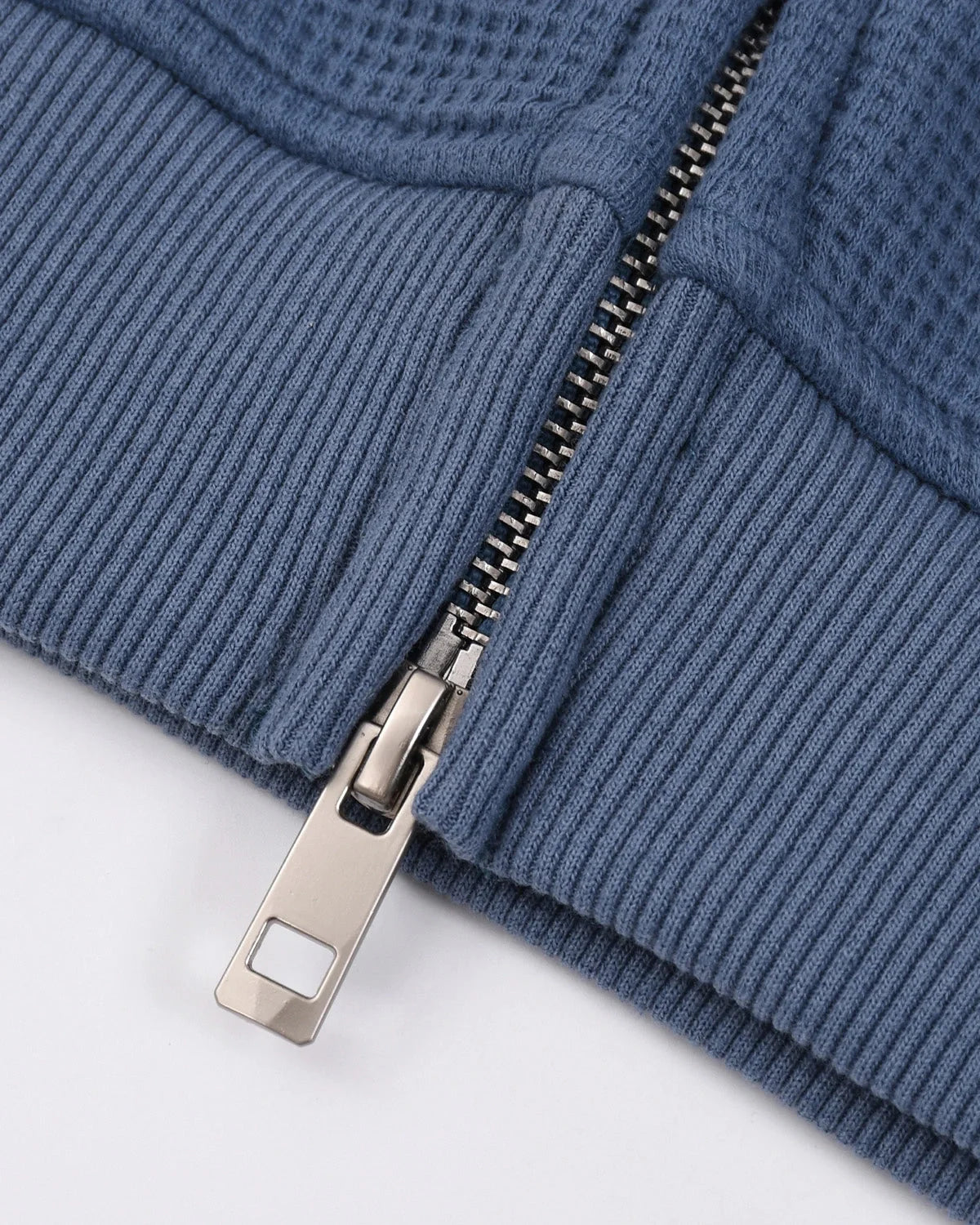 Omygoods Waffle Knit Boxy Zip Up Hoodie