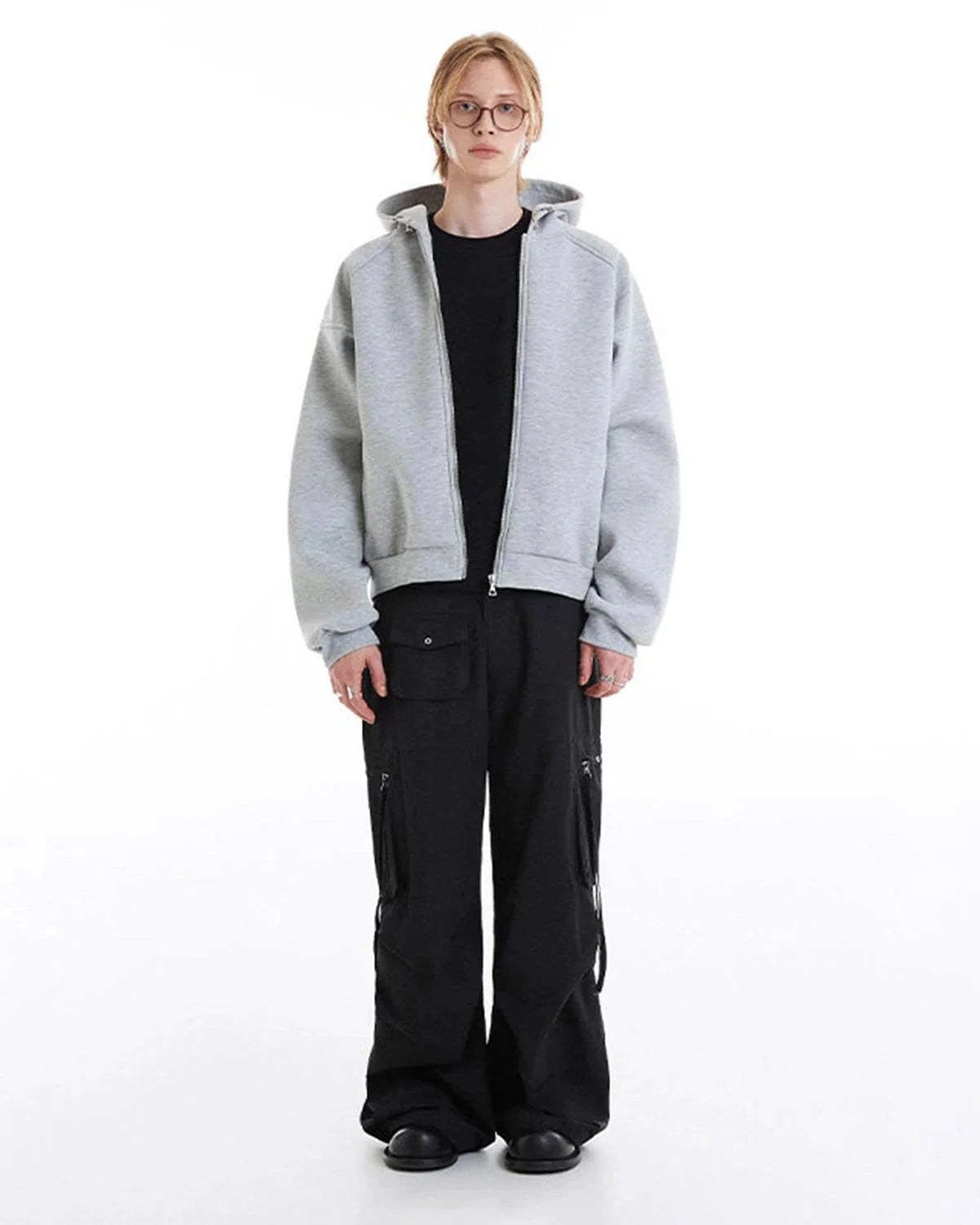Omygoods Boxy Zip Up Hoodie