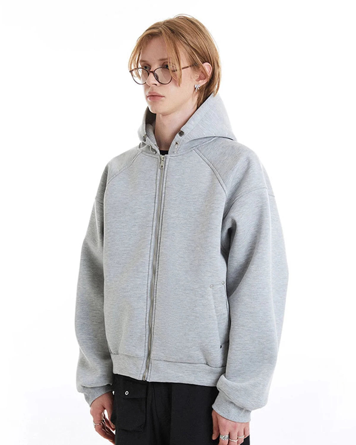 Omygoods Boxy Zip Up Hoodie