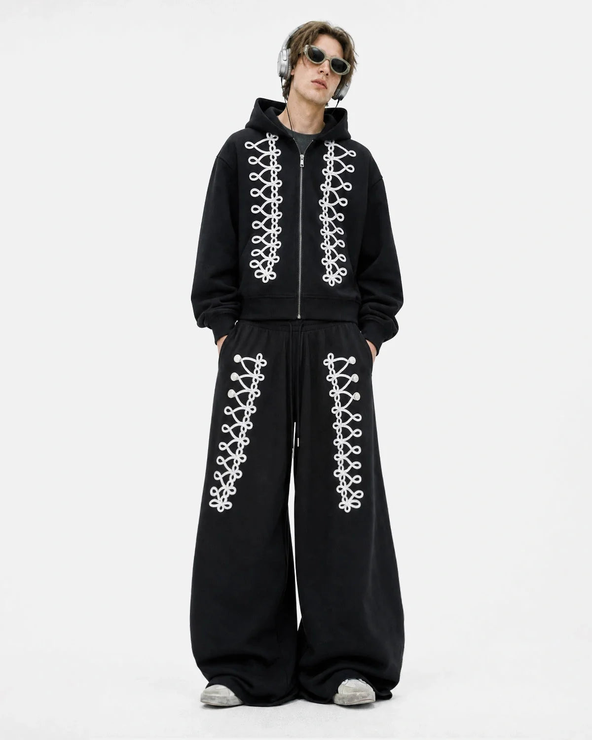 Omygoods Braid Detail Barrel Sweatpants