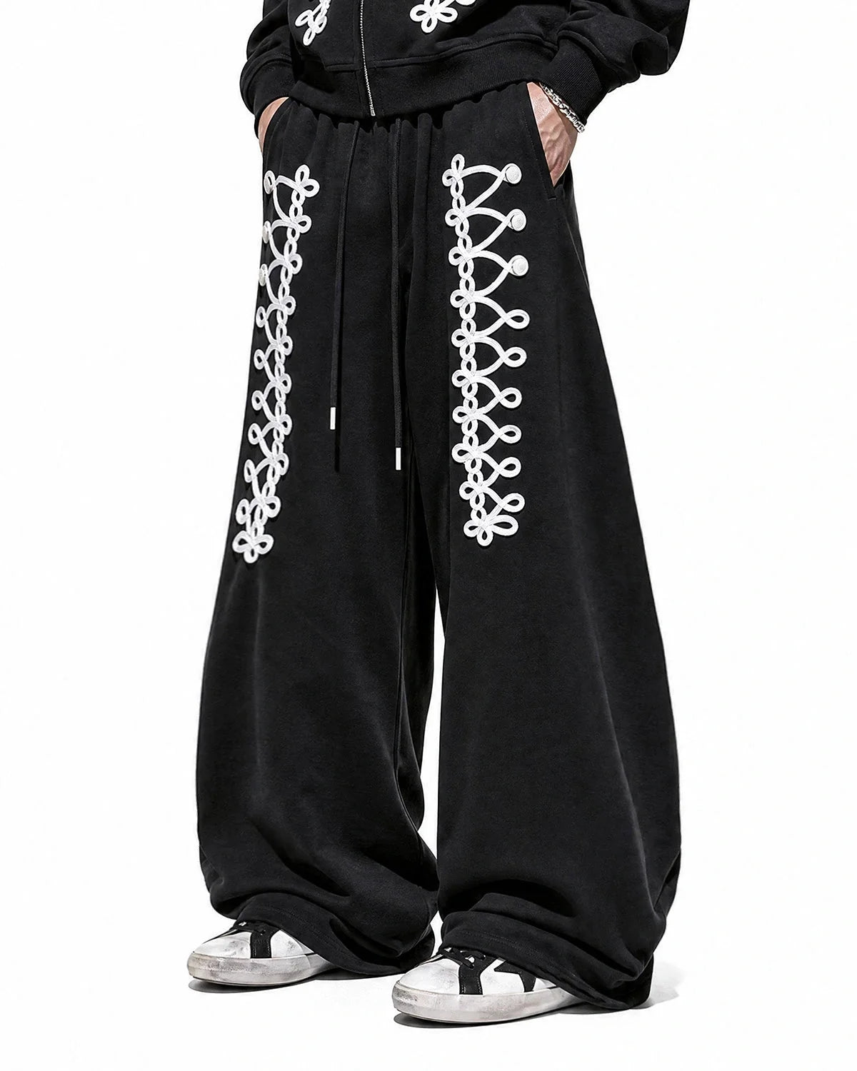 Omygoods Braid Detail Barrel Sweatpants
