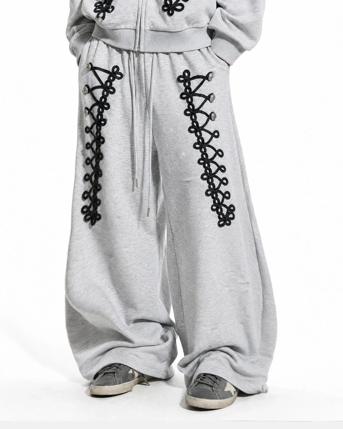 Omygoods Braid Detail Barrel Sweatpants